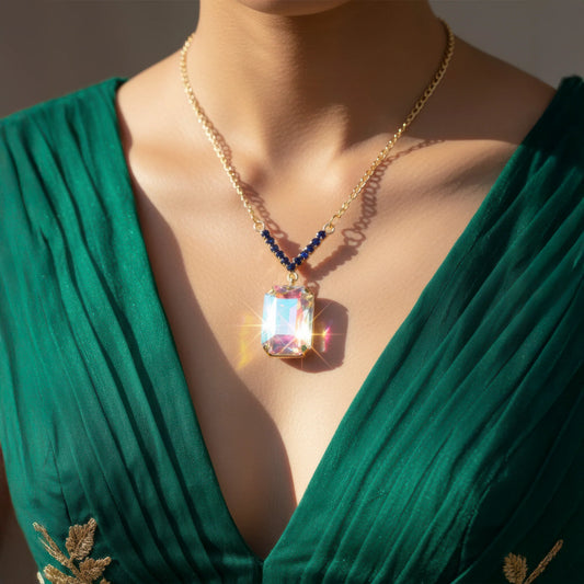 AUROZI Anti-Tarnish V-Shape Pendant Necklace Set With Earrings