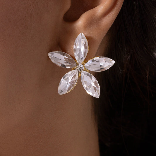AUROZI Anti-Tarnish Crystal Flower Earrings