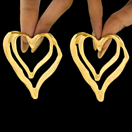 AUROZI Anti-Tarnish Golden Heart Earrings