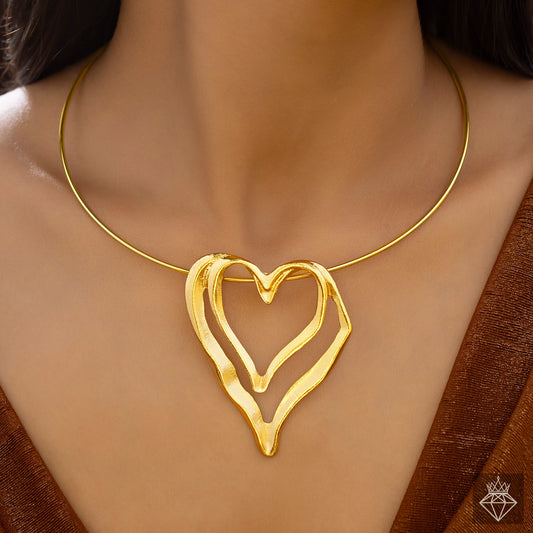 AUROZI Anti-Tarnish Golden Heart Necklace