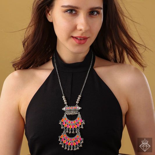 AUROZI Colorful Cadence: Enameled Ghungroo Necklace