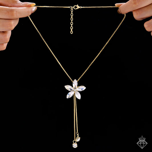 AUROZI Anti-Tarnish Crystal Flower Necklace