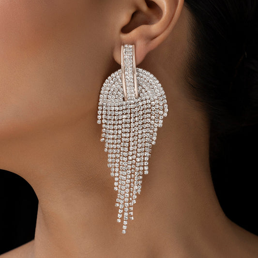 AUROZI Anti-Tarnish Crystal Dangler Earrings – Radiant Rhinestone Statement
