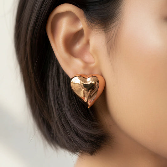 AUROZI Anti-Tarnish Heart Necklace Set with Earrings