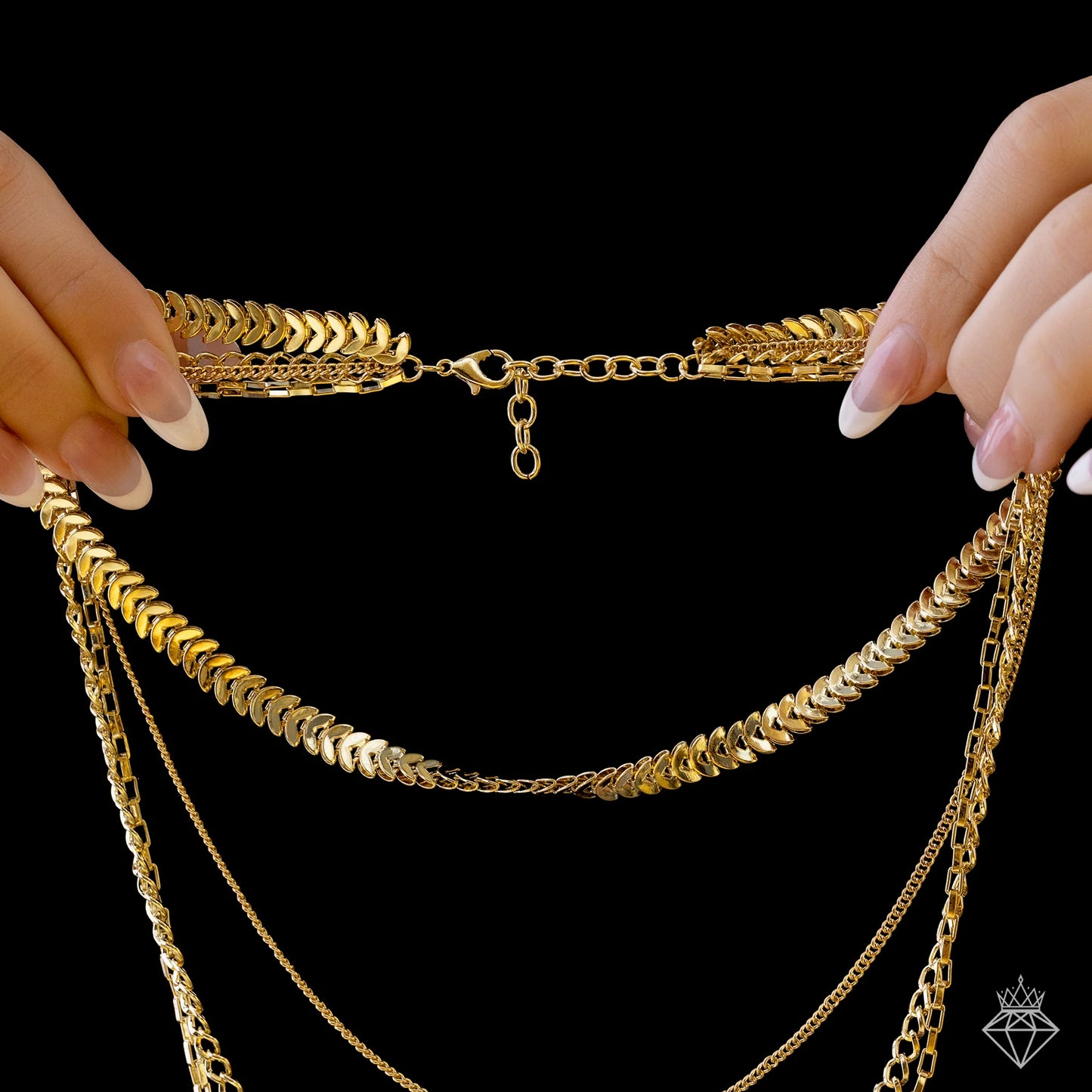AUROZI Anti-Tarnish Four-Layer Chain Necklace
