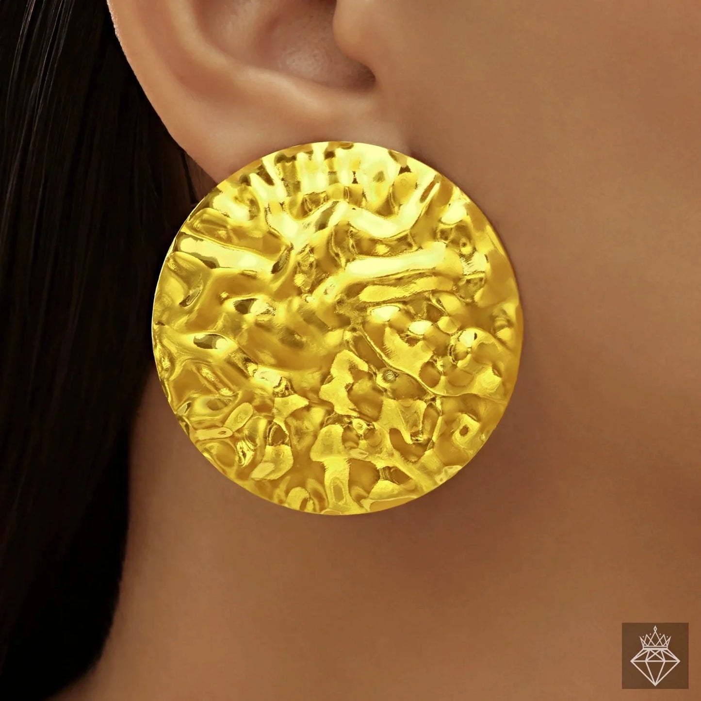 AUROZI Anti-Tarnish Hammered Golden Coin Super Saver Pack Of GOLD Plated WAVY Necklace Set With Earrings, Bracelet & Rings