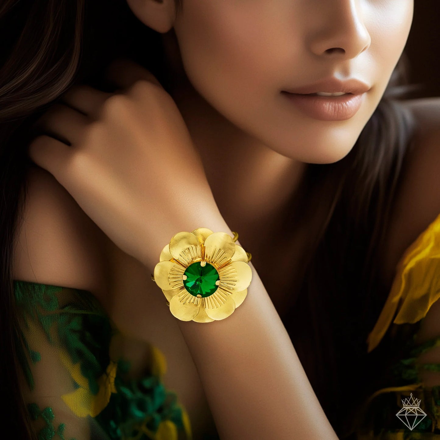 AUROZI Anti-Tarnish Daffodil Super Saver Pack Of GOLD Plated WAVY Necklace Set With Earrings, Bracelet & Rings