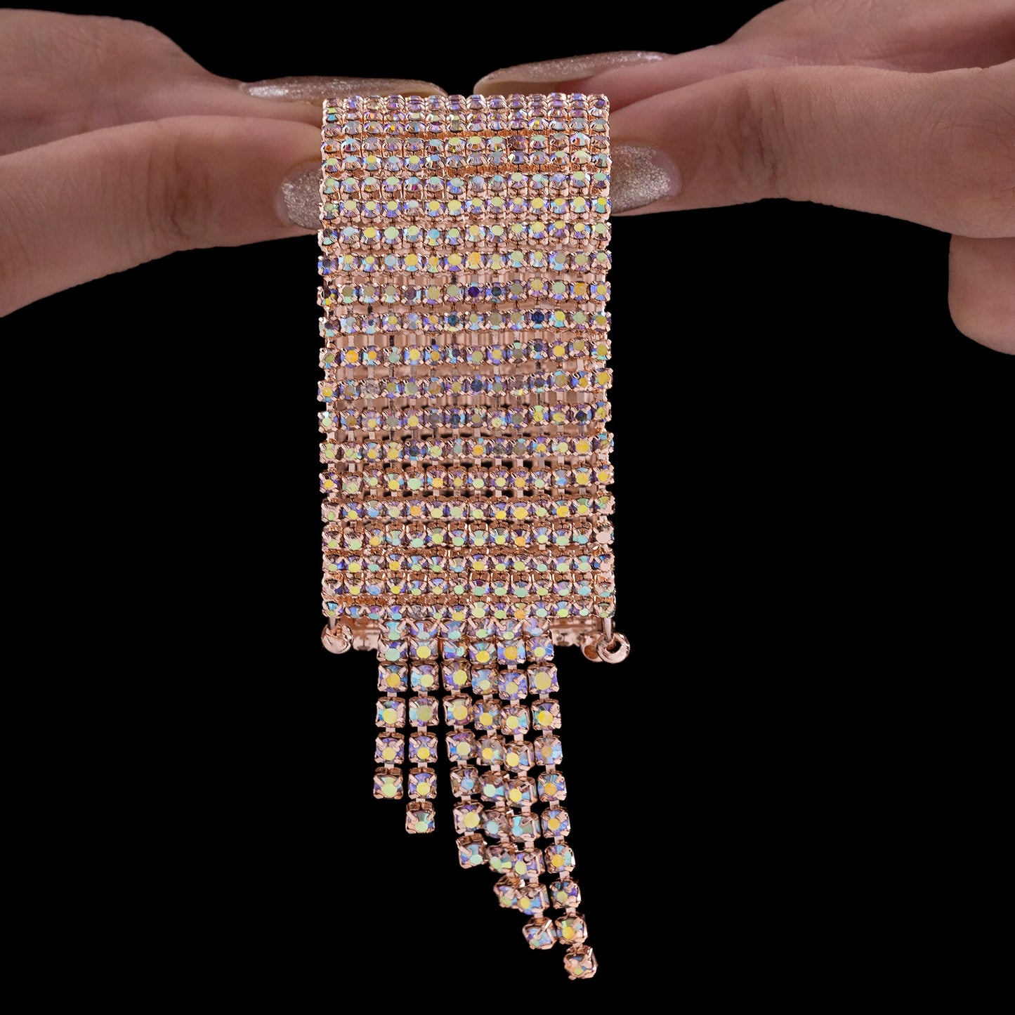 AUROZI Anti-Tarnish Crystal Bangle Bracelet (Adjustable Size)