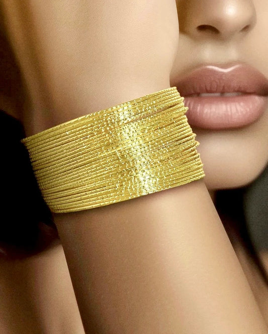 AUROZI Anti-Tarnish Gold Plated Multilayer Bangle Bracelet (Adjustable Size)