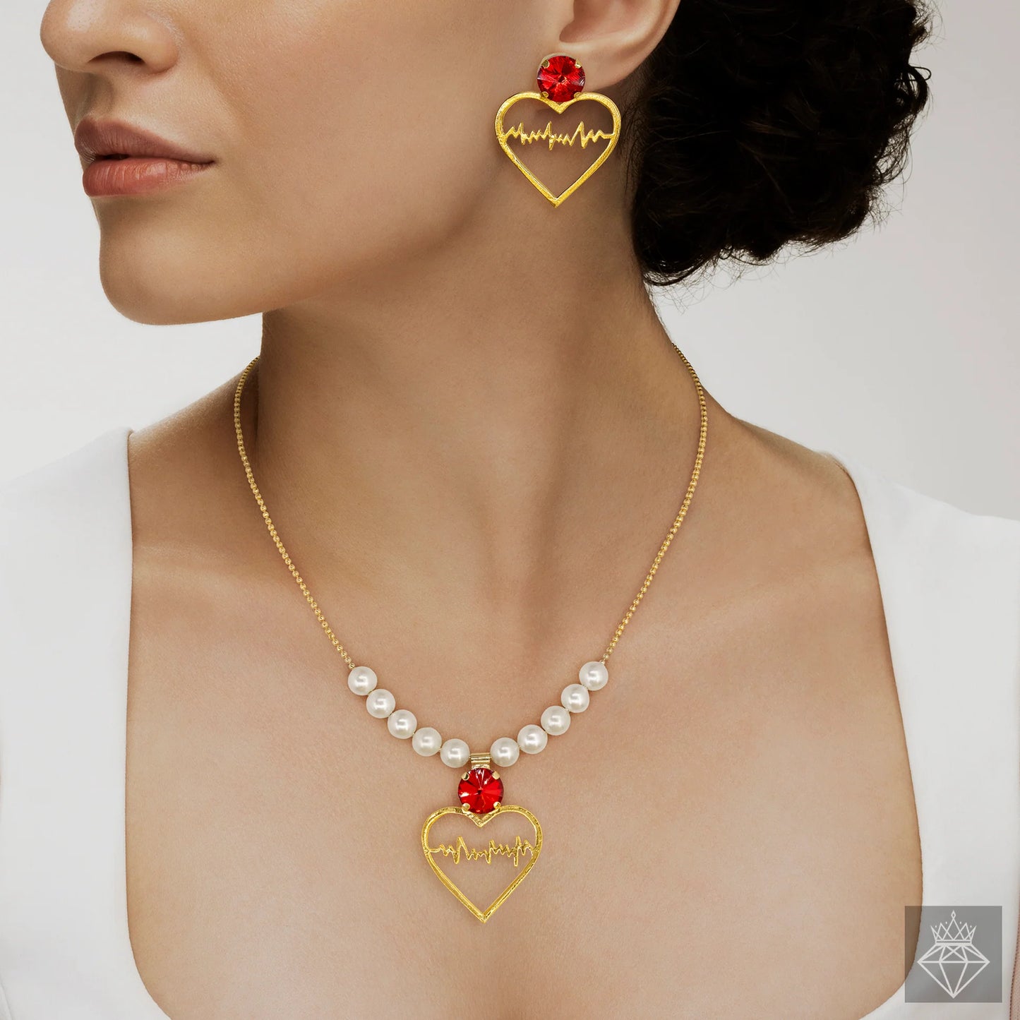 AUROZI Anti-Tarnish Heart Necklace Set With Earrings
