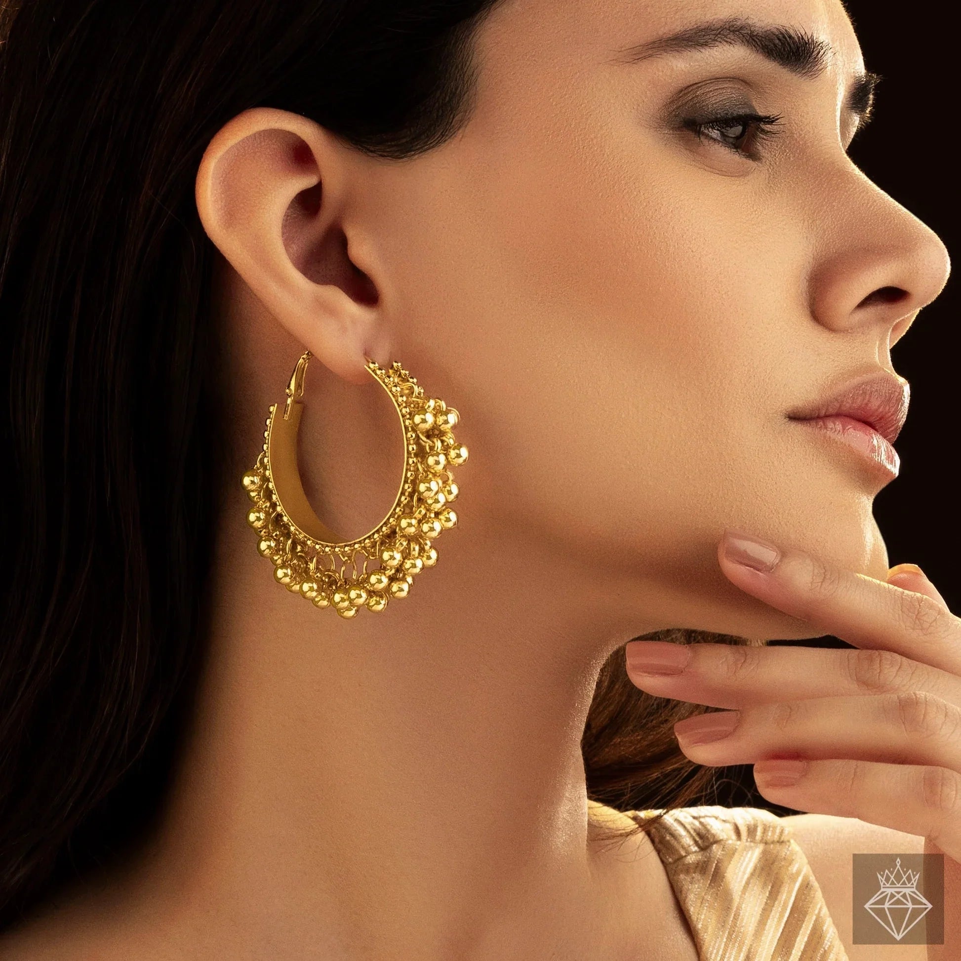 AUROZI Anti-Tarnish Golden Ghungroo Earrings