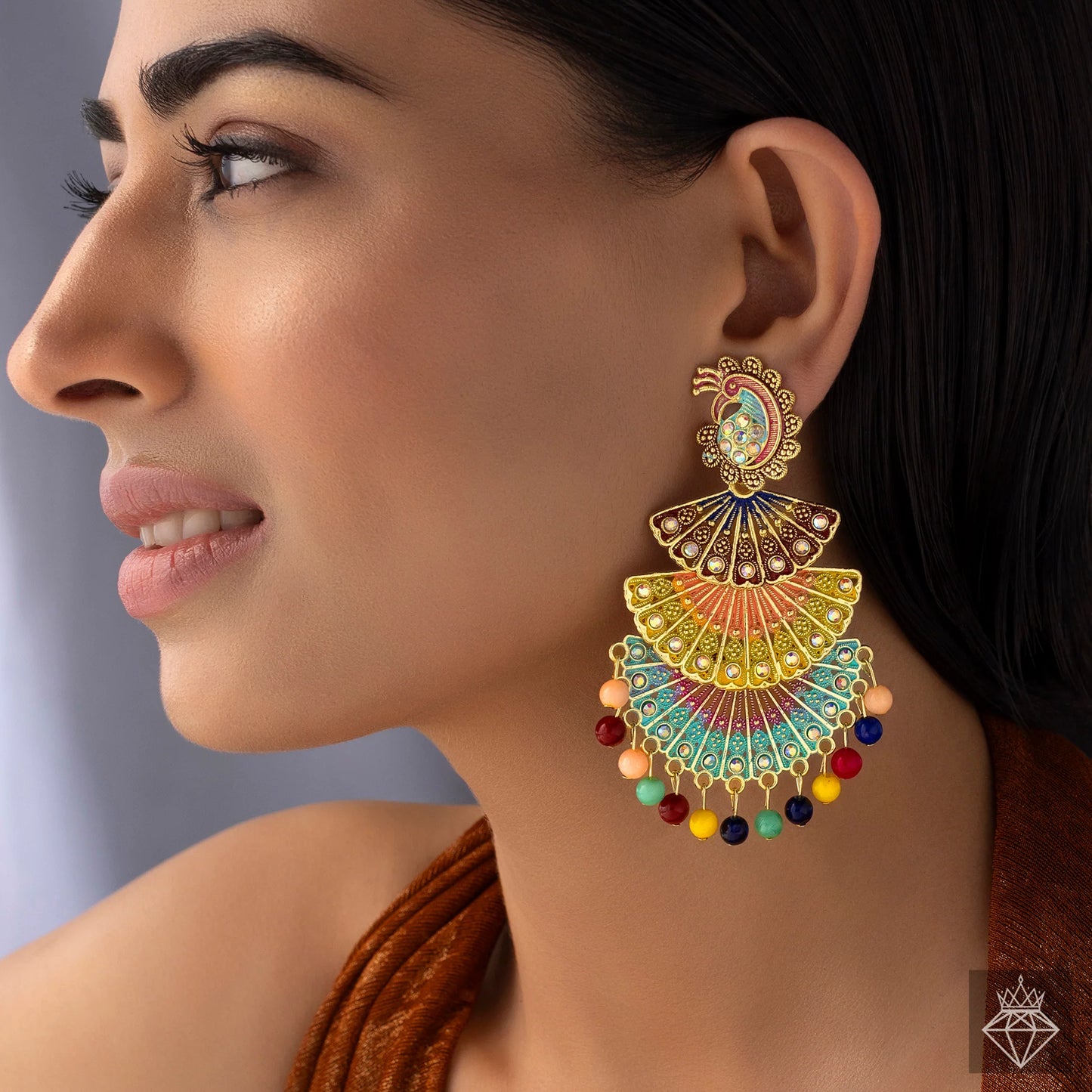 AUROZI Anti-Tarnish Layered Ethnic Danglers