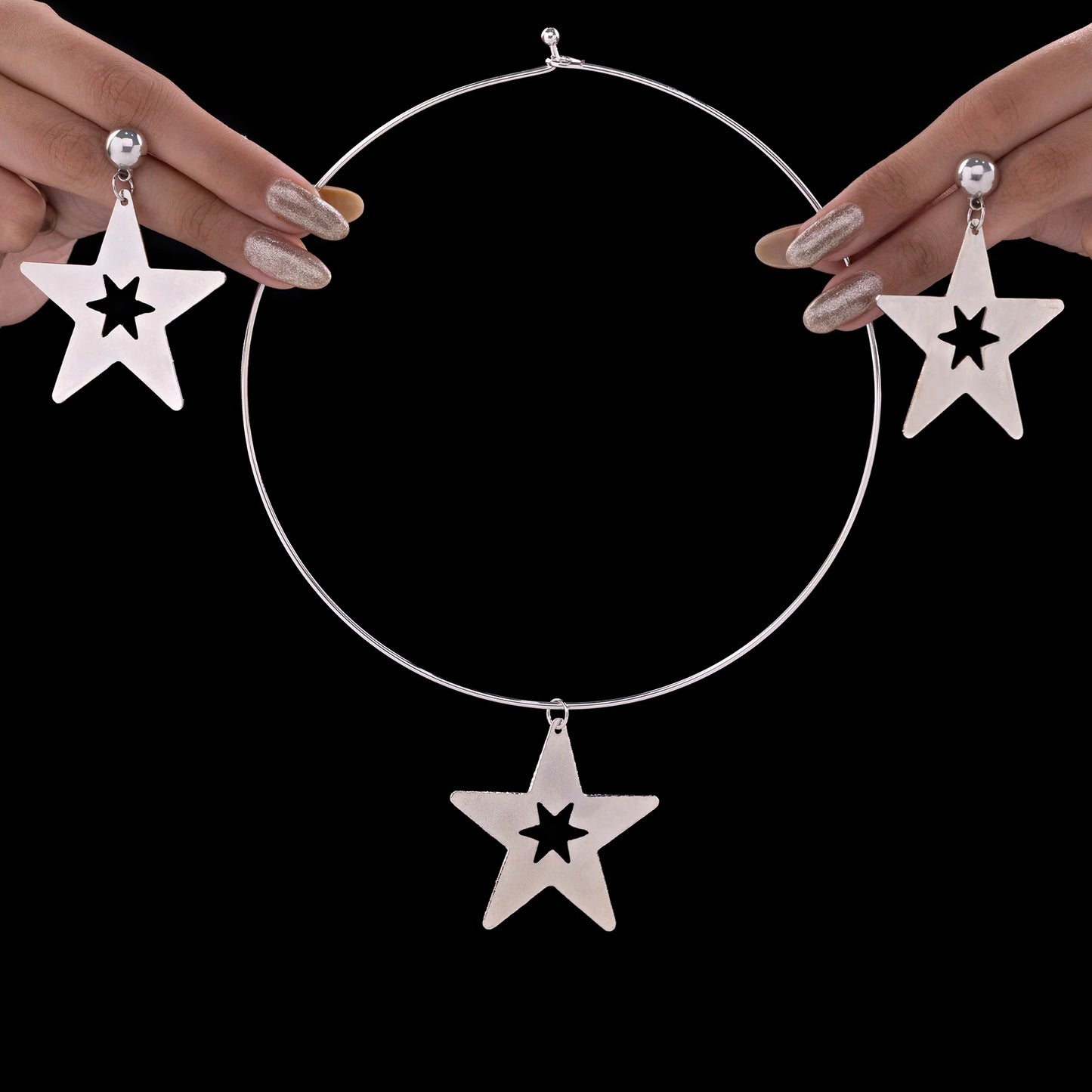 AUROZI Anti-Tarnish Star Necklace Set With Earrings