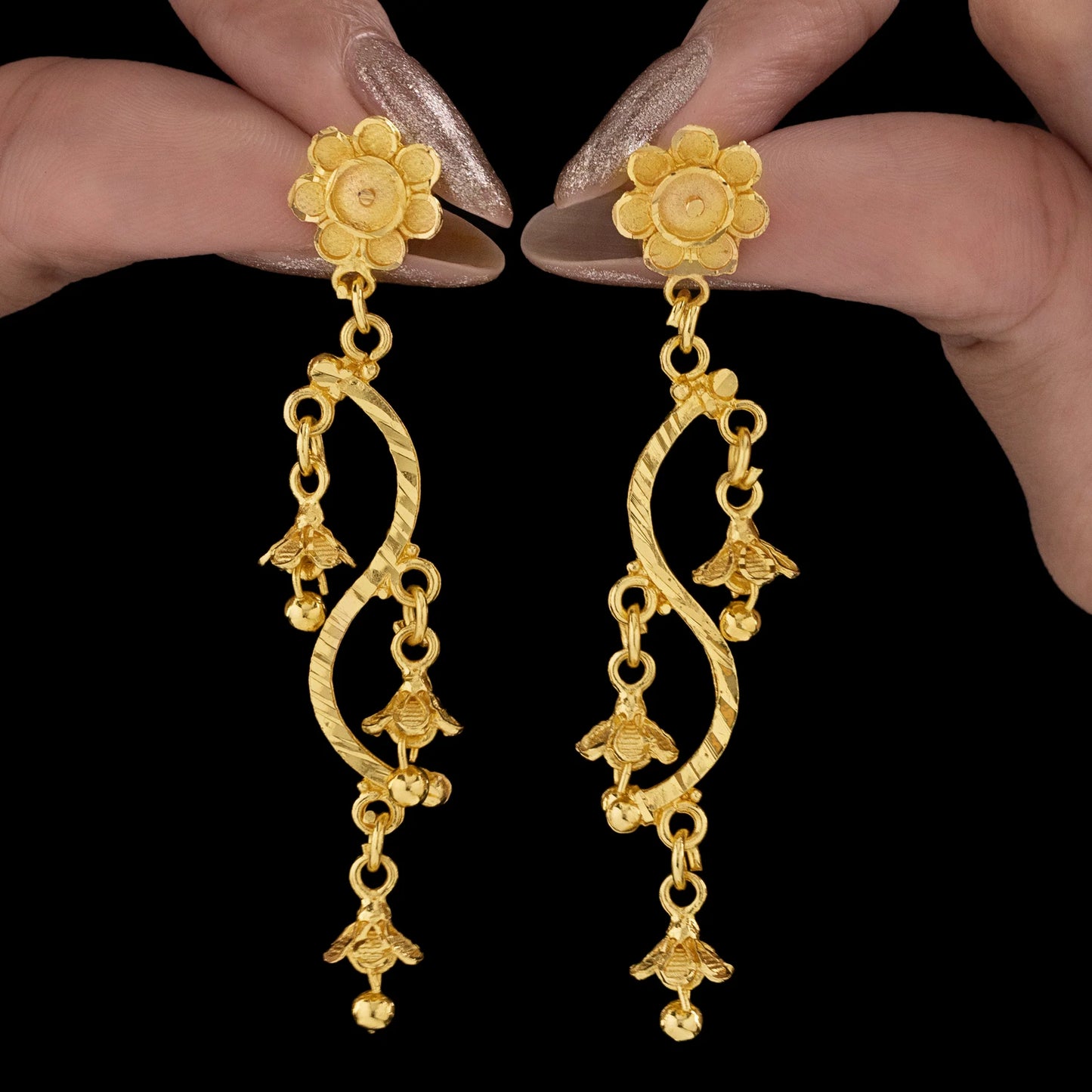 AUROZI Anti-Tarnish Golden Flower Danglers