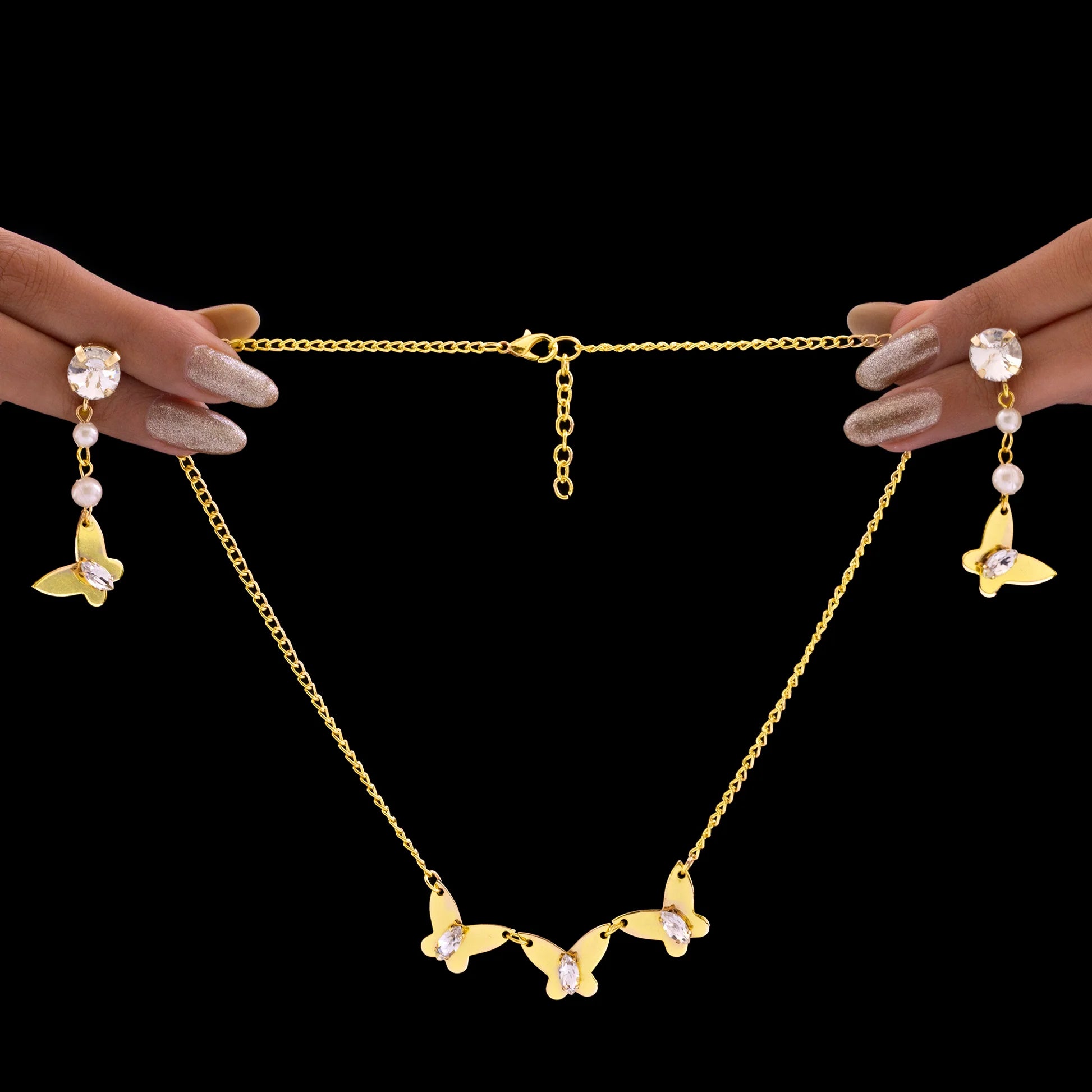 AUROZI Anti-Tarnish Butterfly Necklace Set With Earrings