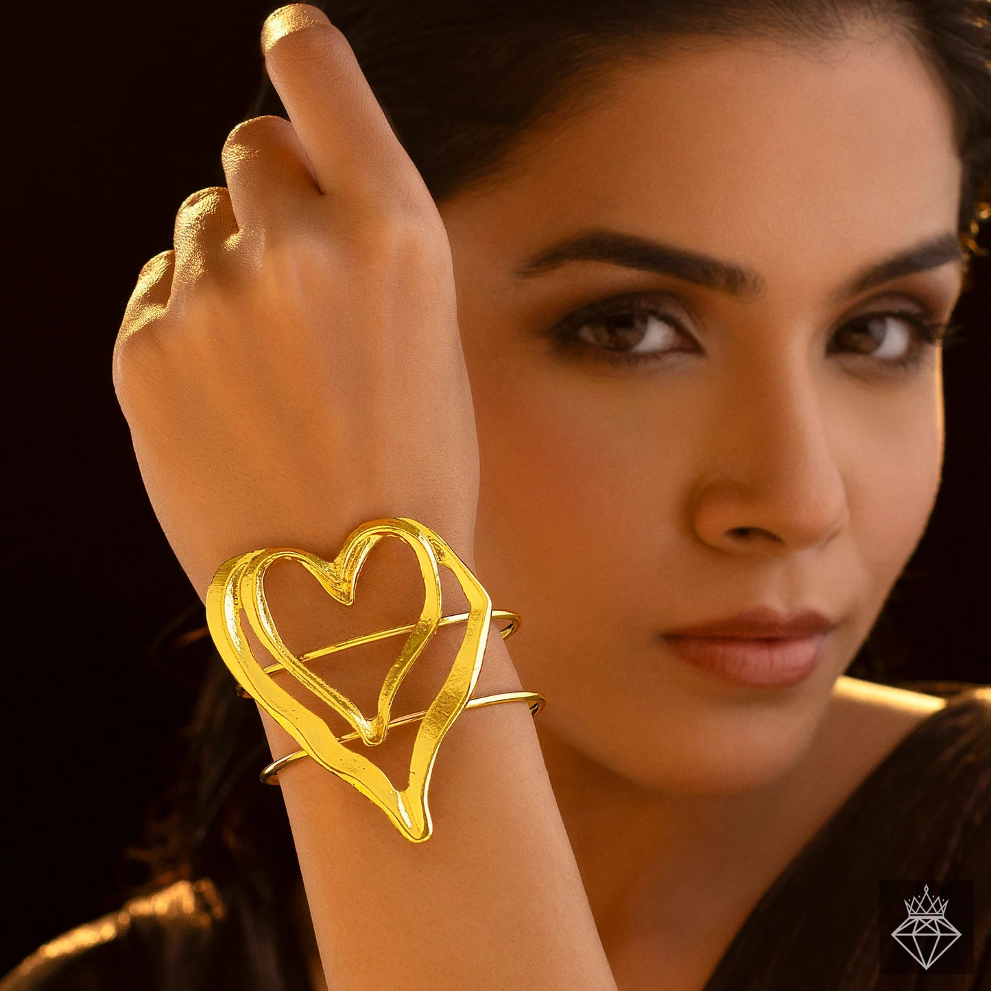 Super Saver Pack Of Anti-Tarnish Premium Quality GOLD Plated Golden HEART Necklace Set With Earrings, Bracelet & Ring (Adjustable Size)