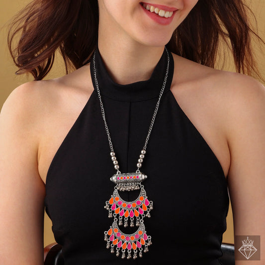AUROZI Colorful Cadence: Enameled Ghungroo Necklace