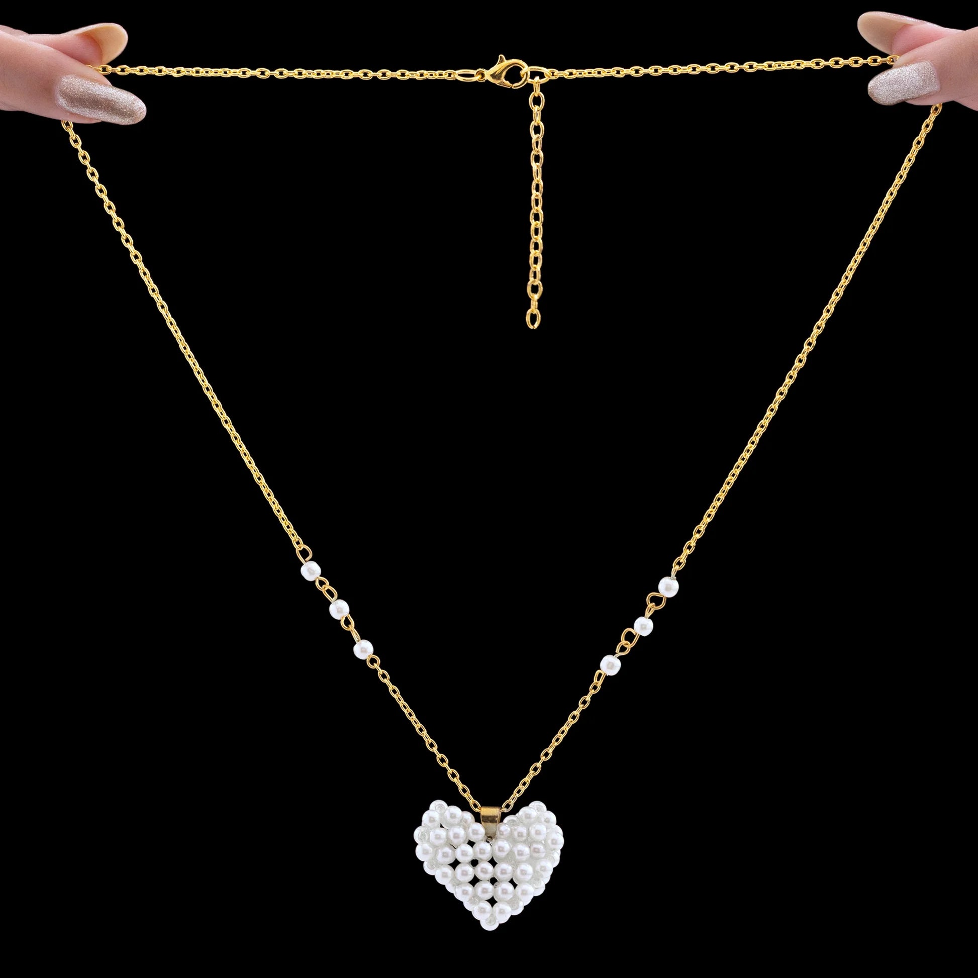 AUROZI Anti-Tarnish Pearl Heart Necklace 