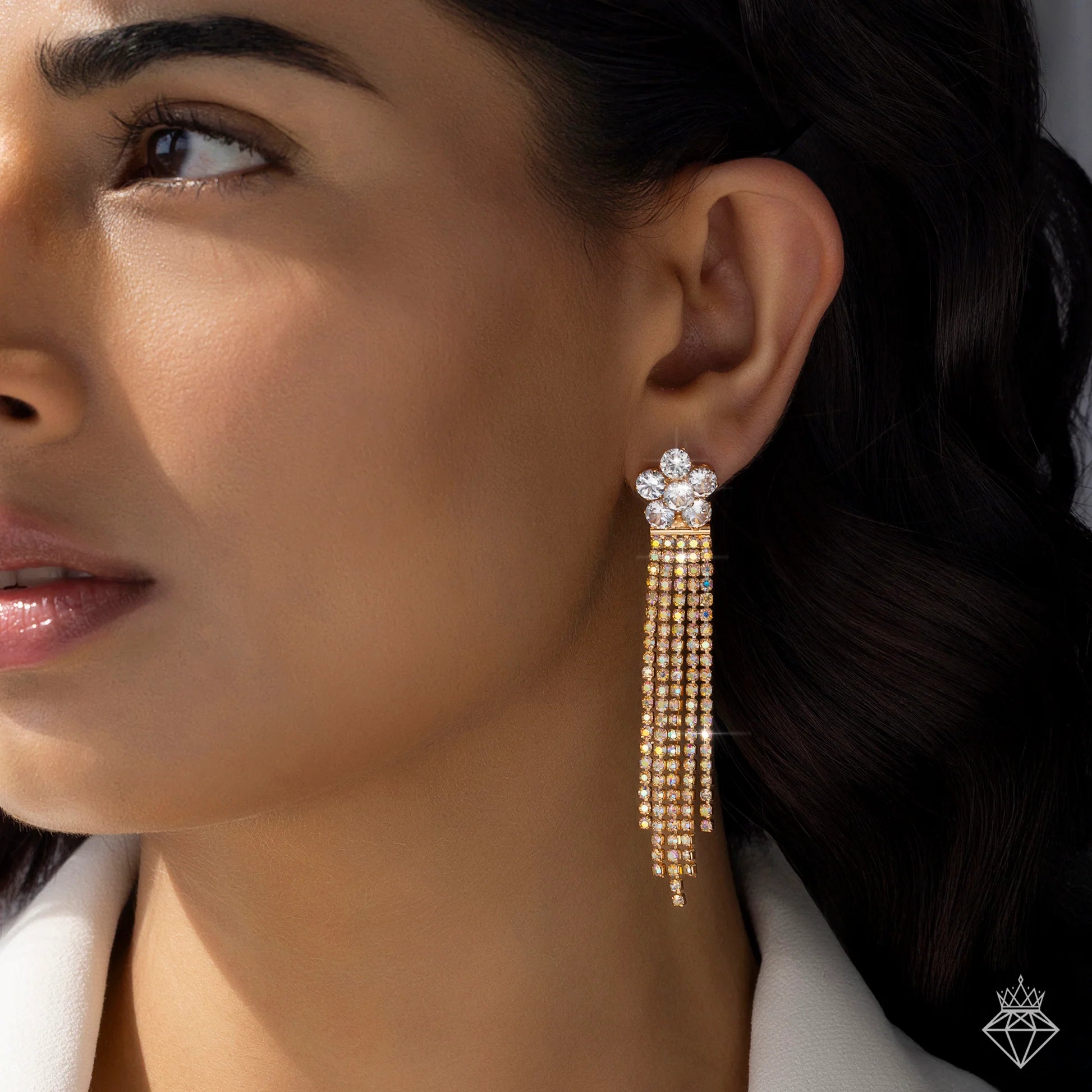 AUROZI Anti-Tarnish Crystal Flower Danglers