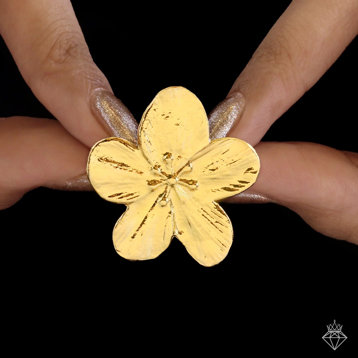 AUROZI Anti-Tarnish Lily Flower Ring (Adjustable Size)  Elegant Floral Design | Red Crystal Accents | Tarnish-Resistant