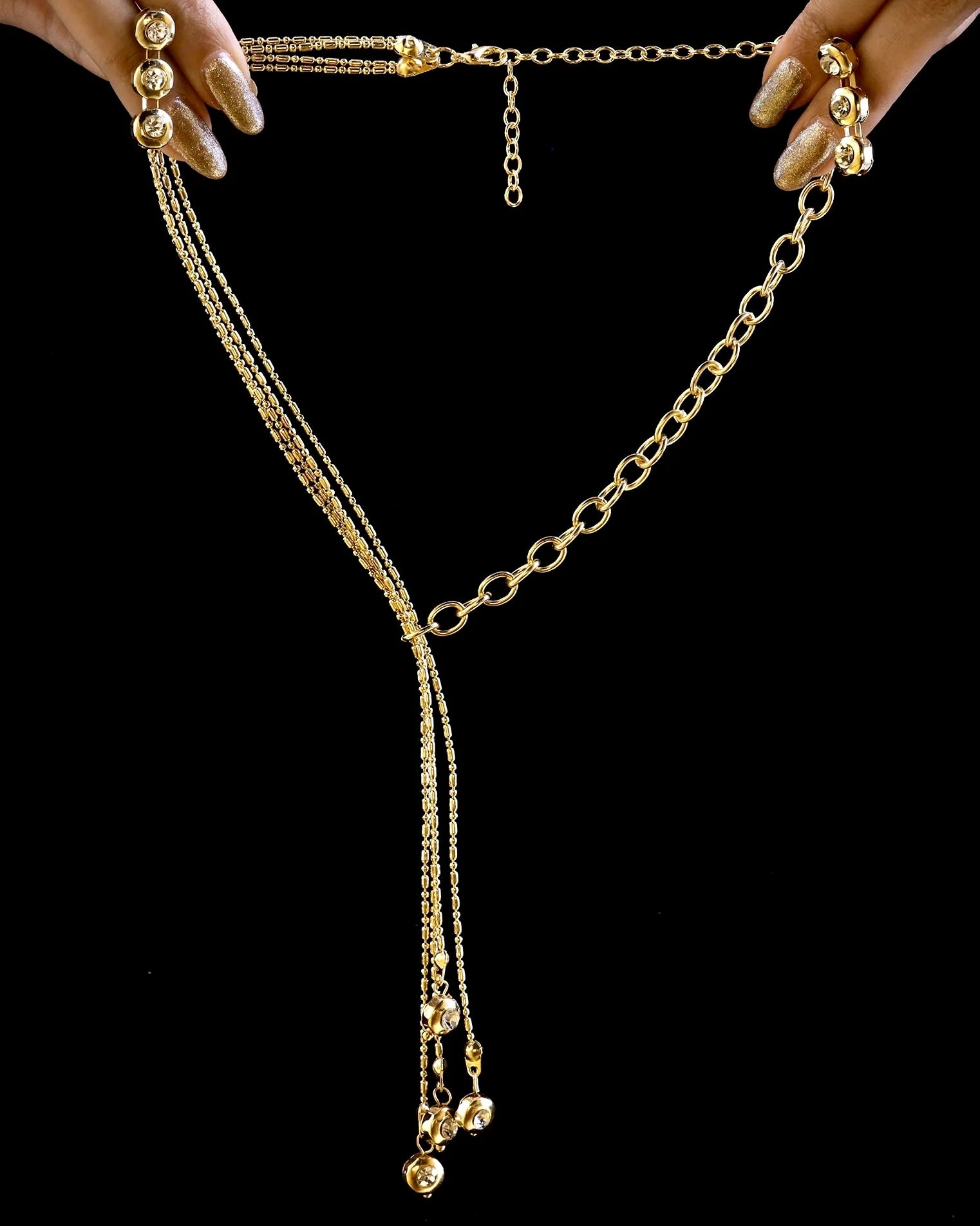 AUROZI Anti-Tarnish Gold Plated Crystal Necklace Set With Earrings