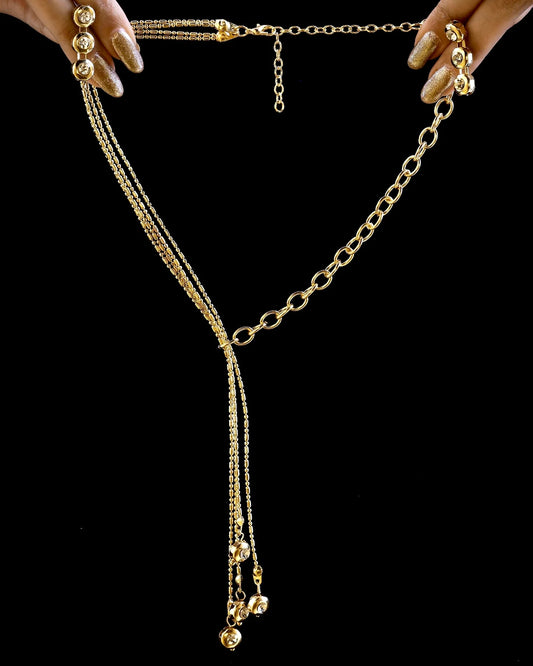 AUROZI Anti-Tarnish Gold Plated Crystal Necklace Set With Earrings