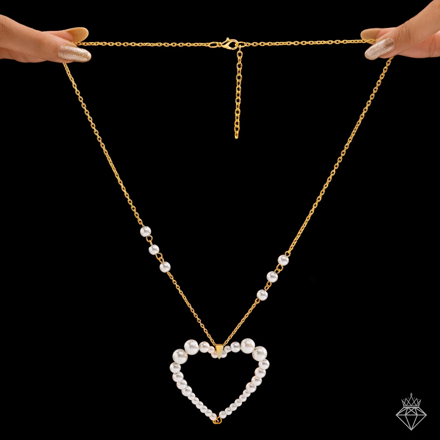 AUROZI Delicate Pearl Hollow Heart Necklace