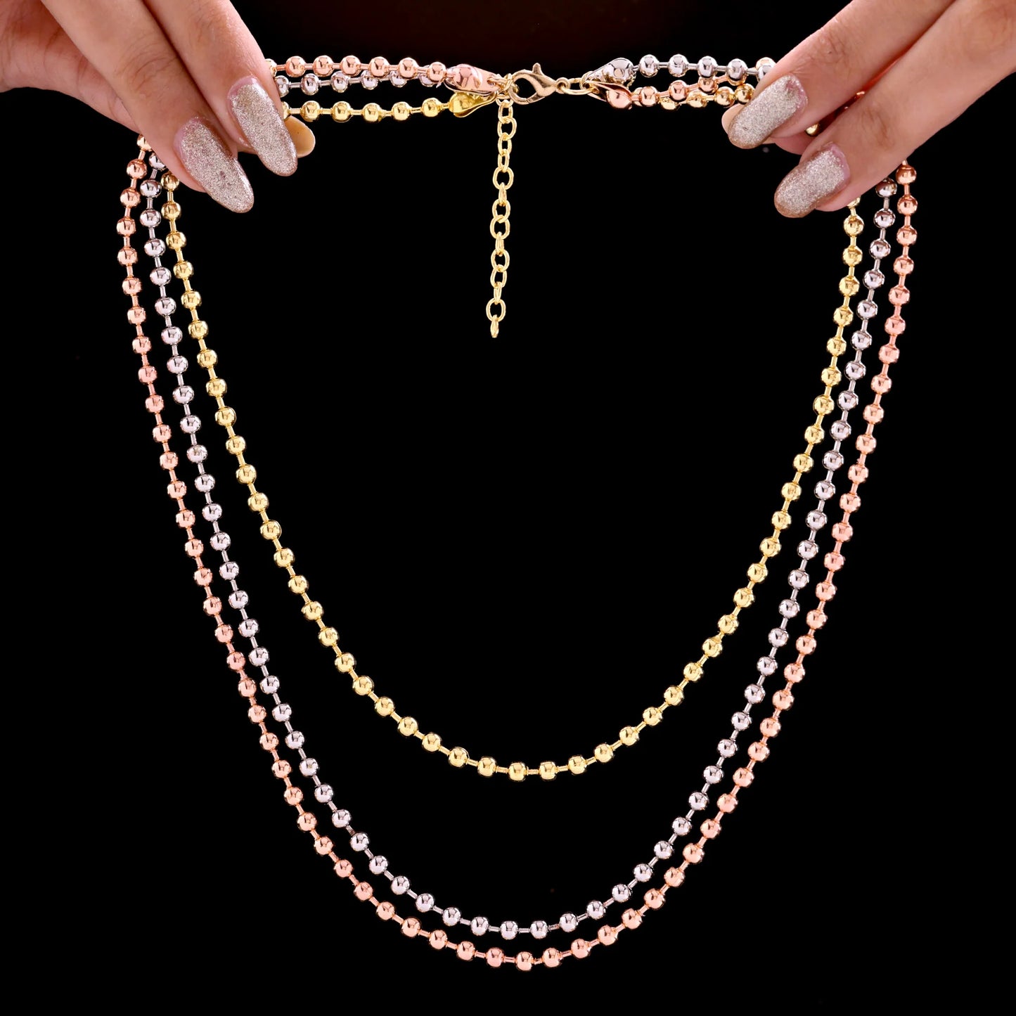 AUROZI Anti-Tarnish Triple Layer Chain Necklace