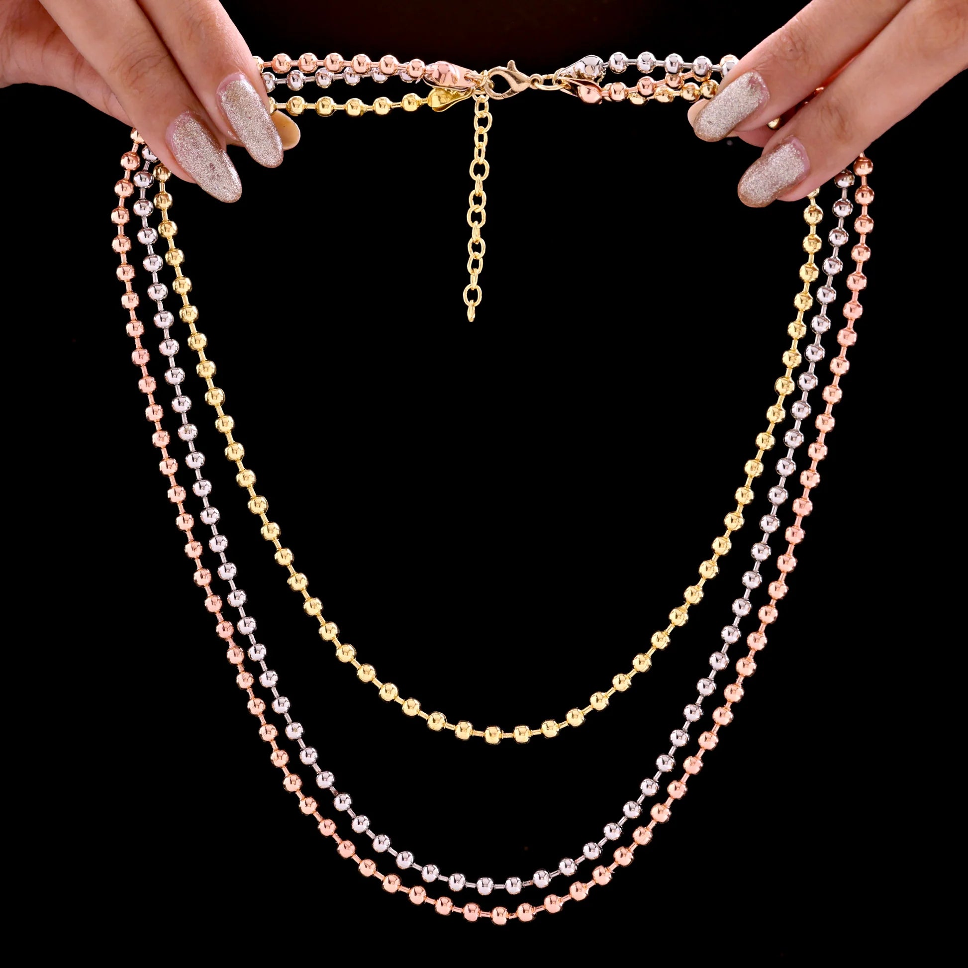 AUROZI Anti-Tarnish Triple Layer Chain Necklace