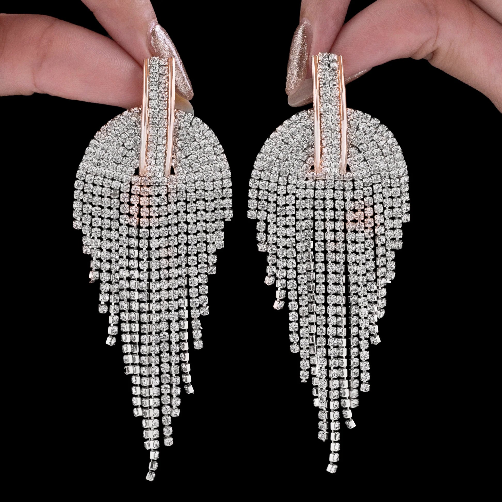 AUROZI Anti-Tarnish Crystal Dangler Earrings – Radiant Rhinestone Statement
