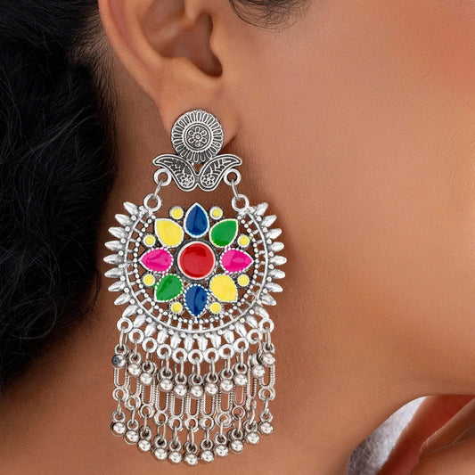 AUROZI Ethnic Enchantment: Multicolour Statement Earrings