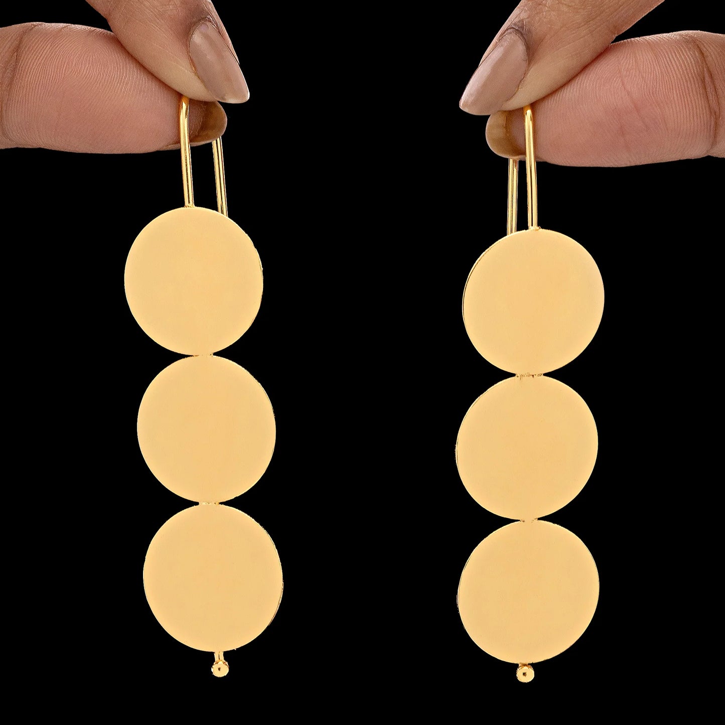 AUROZI Anti-Tarnish Triple Coin Dangler Earrings – Effortless Elegance