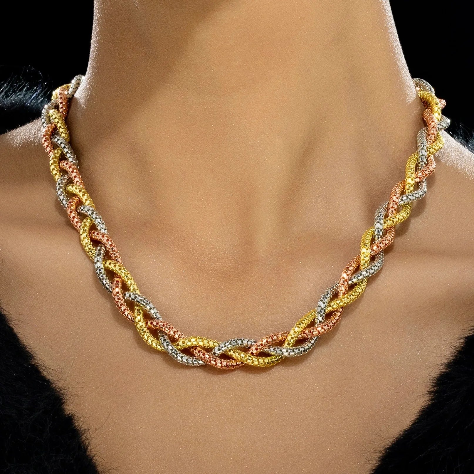 AUROZI Anti-Tarnish Tri-Tone Necklace