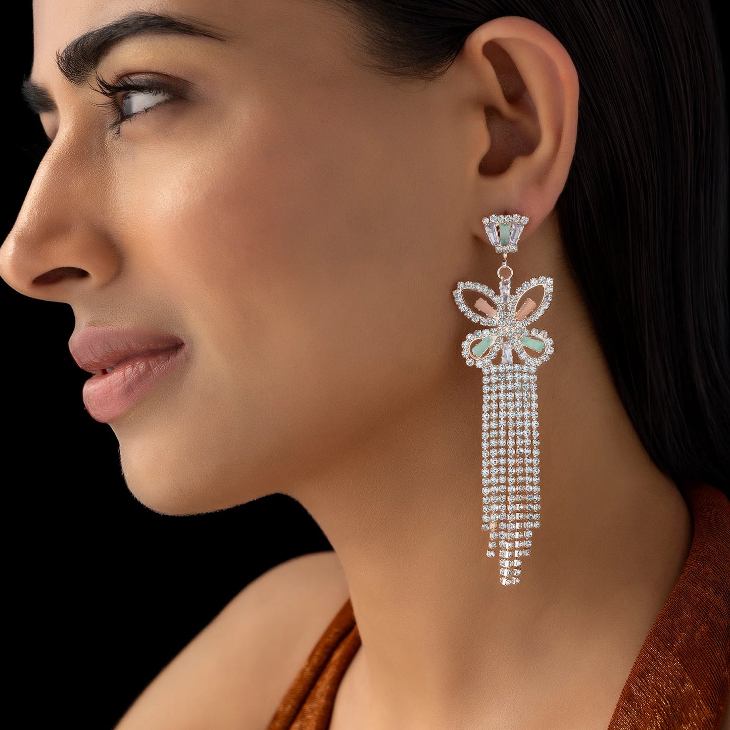 AUROZI Anti-Tarnish Butterfly Crystal Danglers