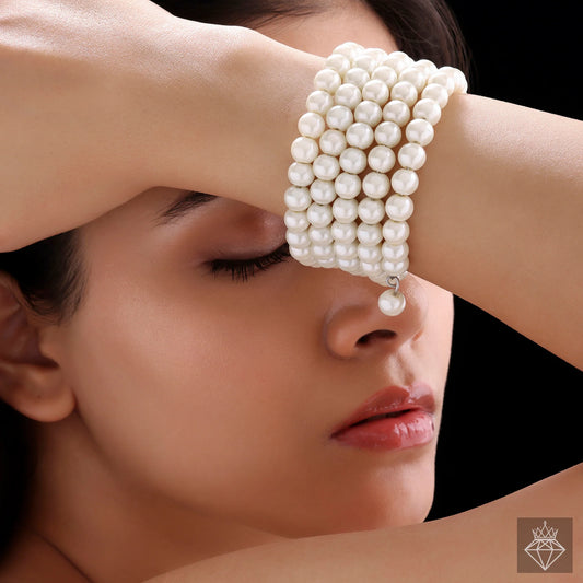 AUROZI Multilayered Spiral Pearl Bracelet