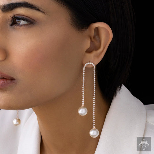 AUROZI Anti-Tarnish Pearl Drop Crystal Danglers
