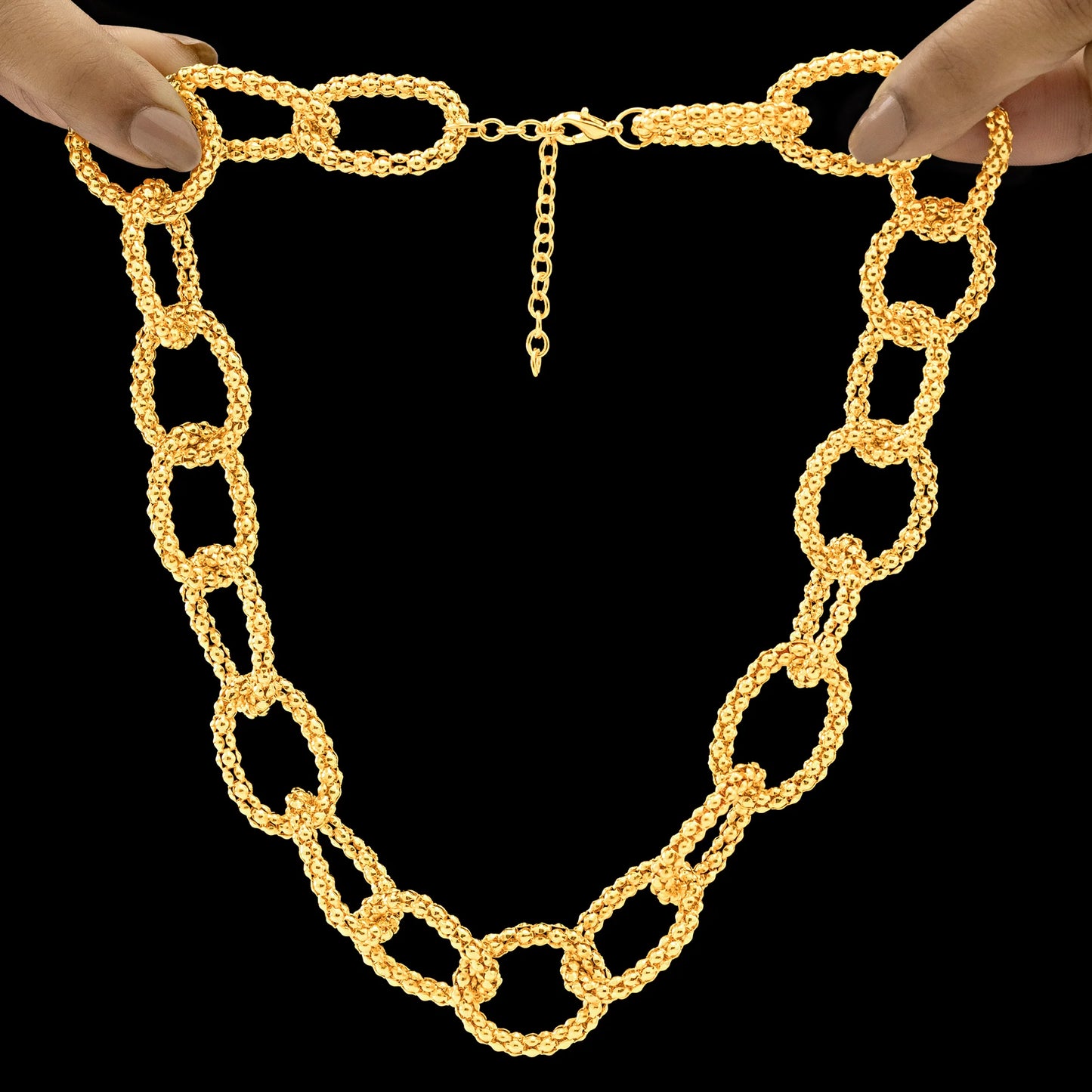 AUROZI Anti-Tarnish Golden Chain Statement Necklace