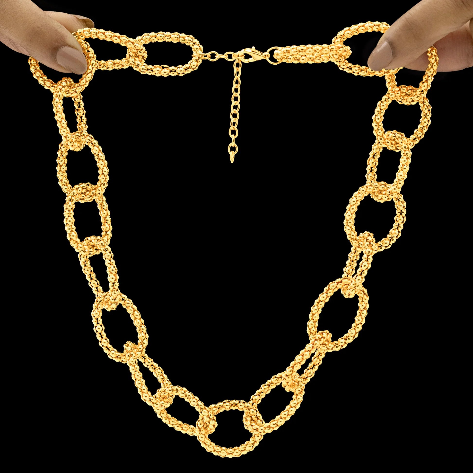 AUROZI Anti-Tarnish Golden Chain Statement Necklace