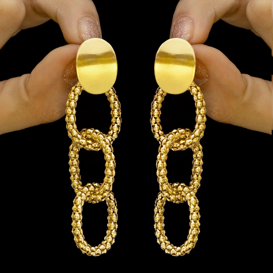 AUROZI Anti-Tarnish Popcorn Chain Link Dangle Earrings