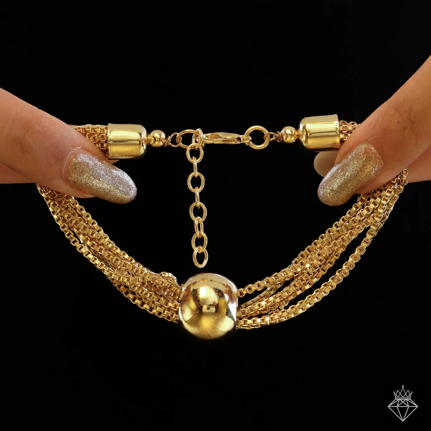 AUROZI Multi-Line Box Chain Ball Bracelet – Anti-Tarnish & Adjustable
