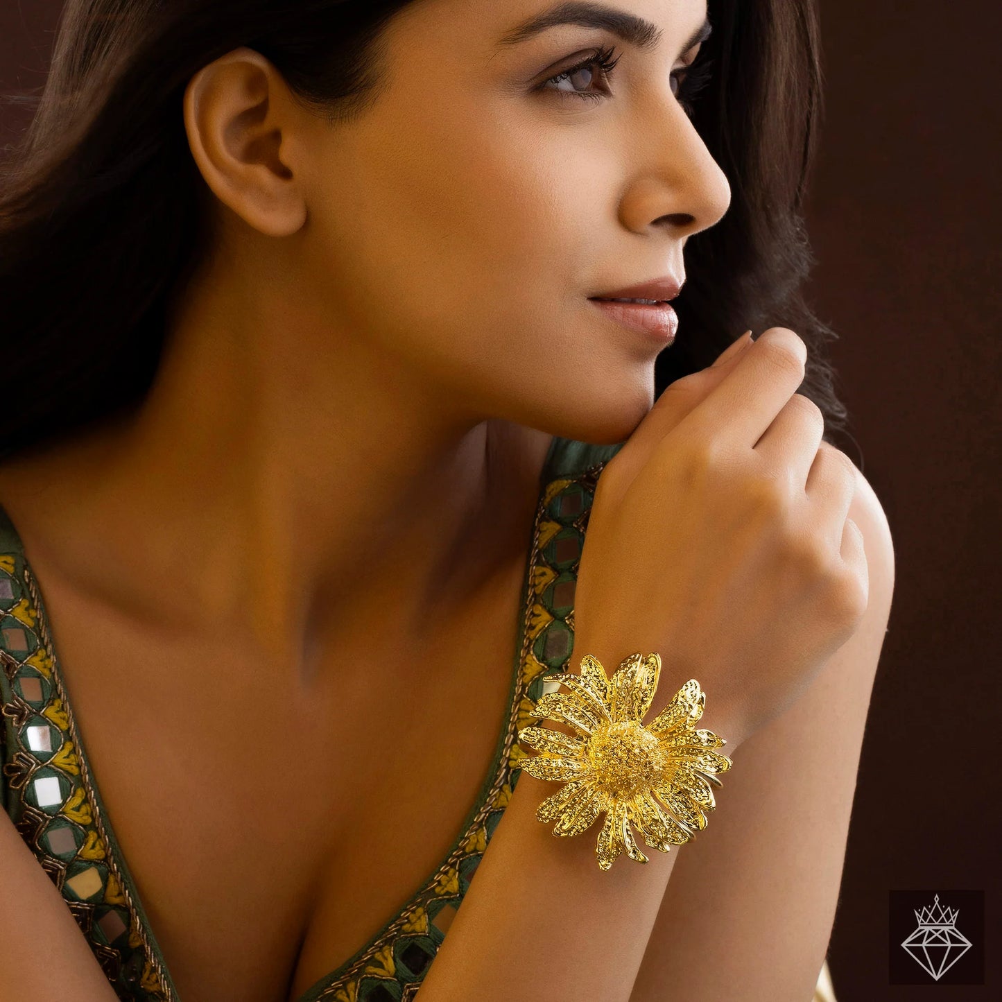 Super Saver Pack Of Anti-Tarnish Premium Quality GOLD Plated SUNFLOWER Necklace Set With Earrings, Bracelet & Ring (Adjustable Size)