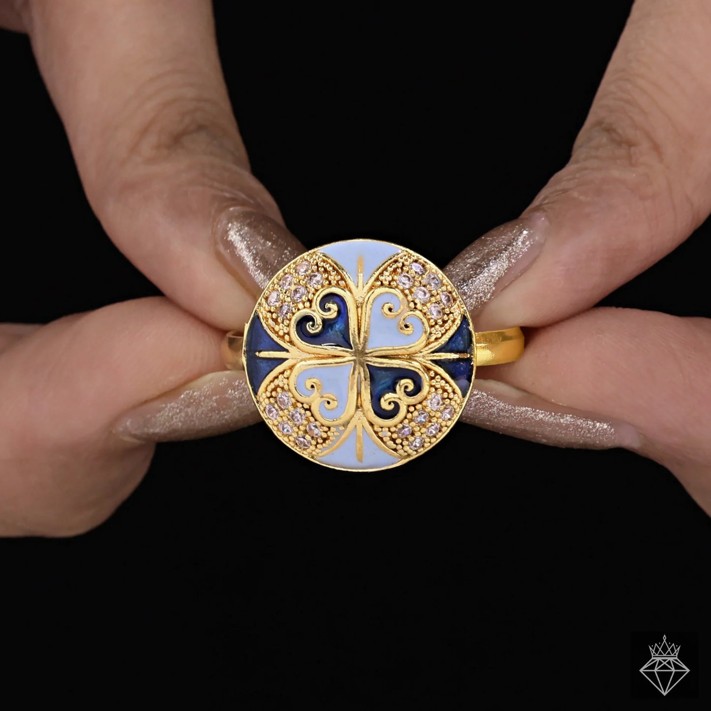 AUROZI Anti-Tarnish Golden Multicoloured Princess Ring (Adjustable Size)