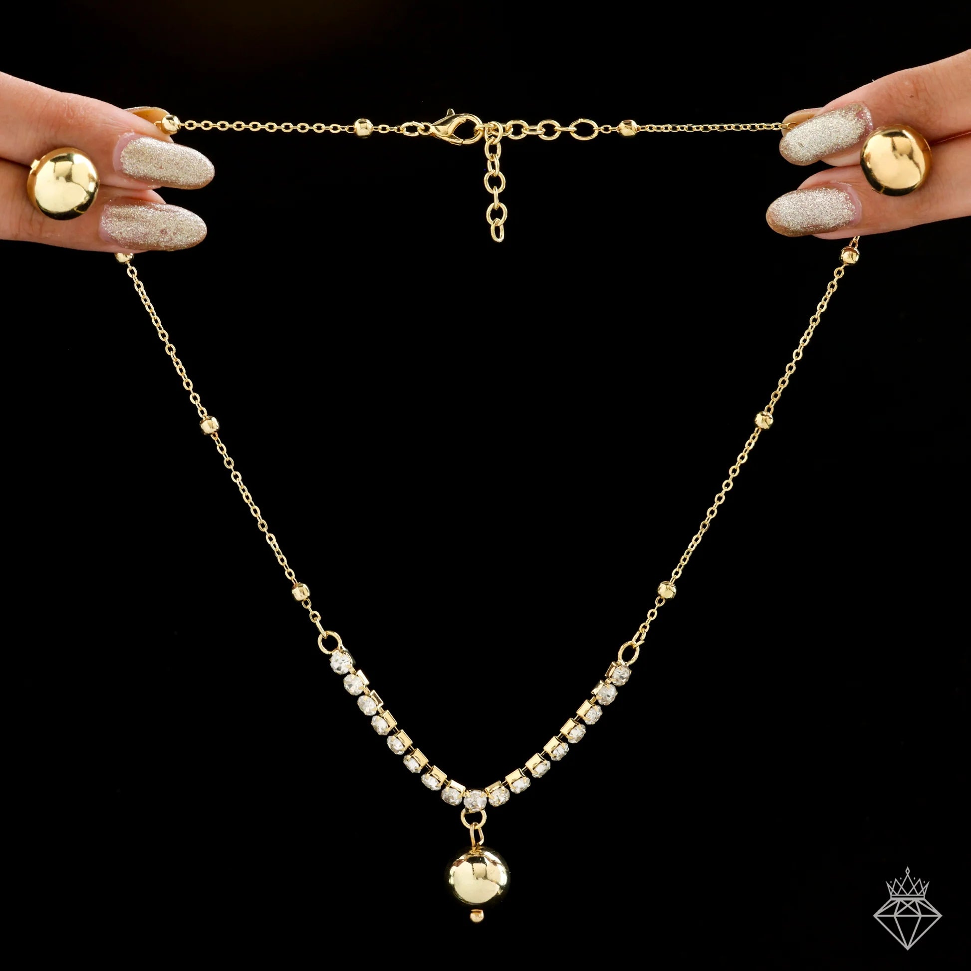 AUROZI Anti-Tarnish American Diamond Necklace Set With Earrings