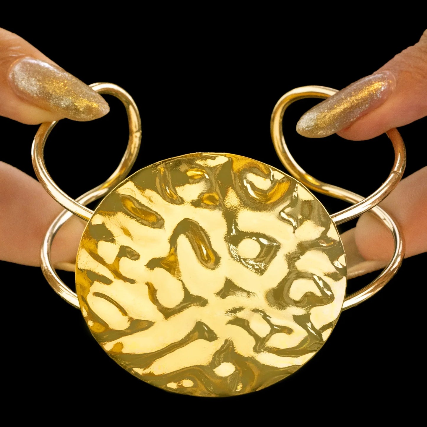 AUROZI Anti-Tarnish Hammered Golden Coin Super Saver Pack Of GOLD Plated WAVY Necklace Set With Earrings, Bracelet & Rings