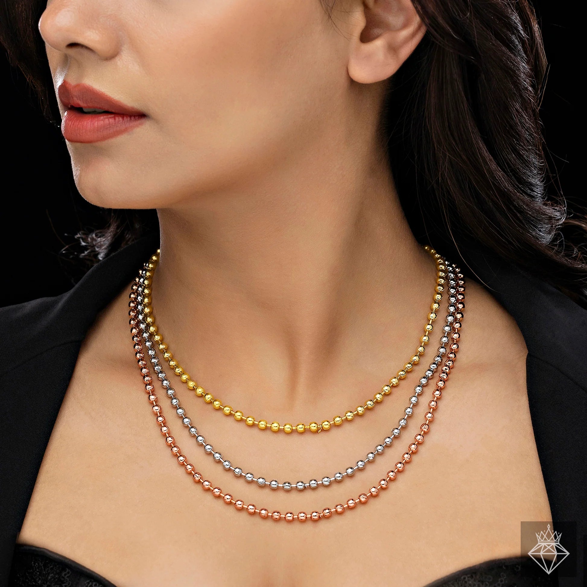 AUROZI Anti-Tarnish Triple Layer Chain Necklace