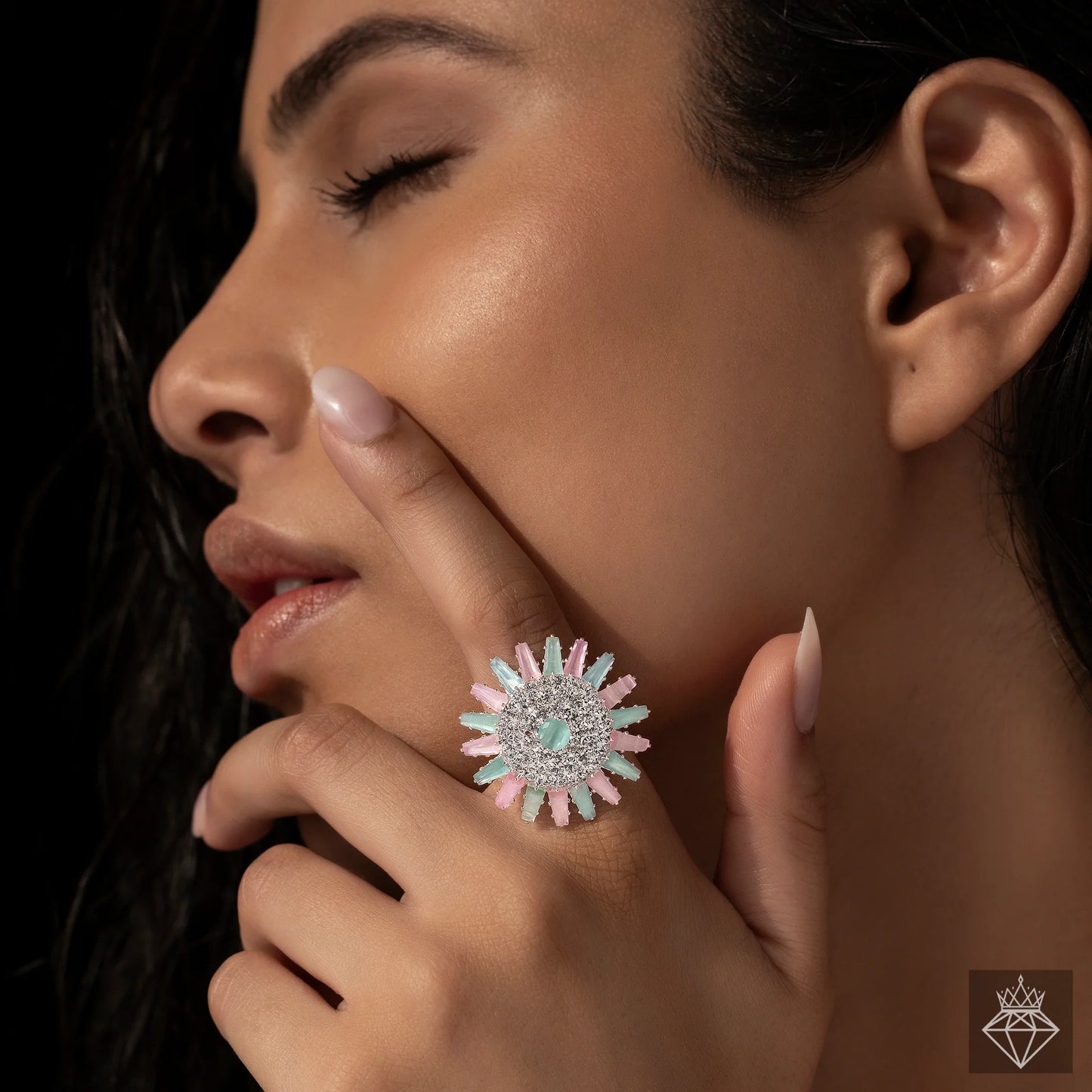 AUROZI Anti-Tarnish Crystal Ring (Adjustable Size)