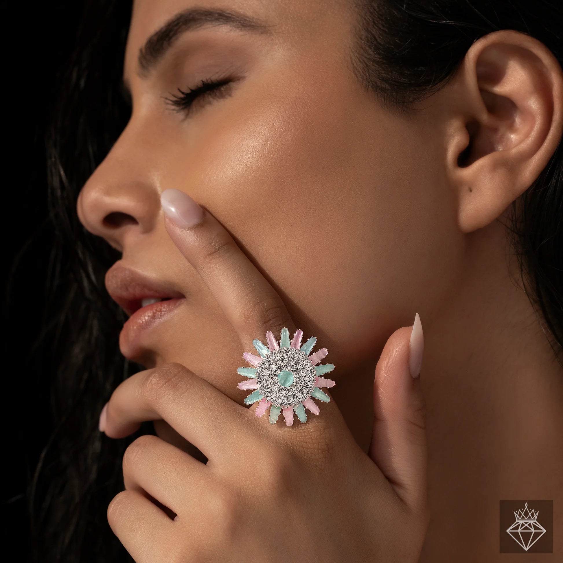 AUROZI Anti-Tarnish Crystal Ring (Adjustable Size)