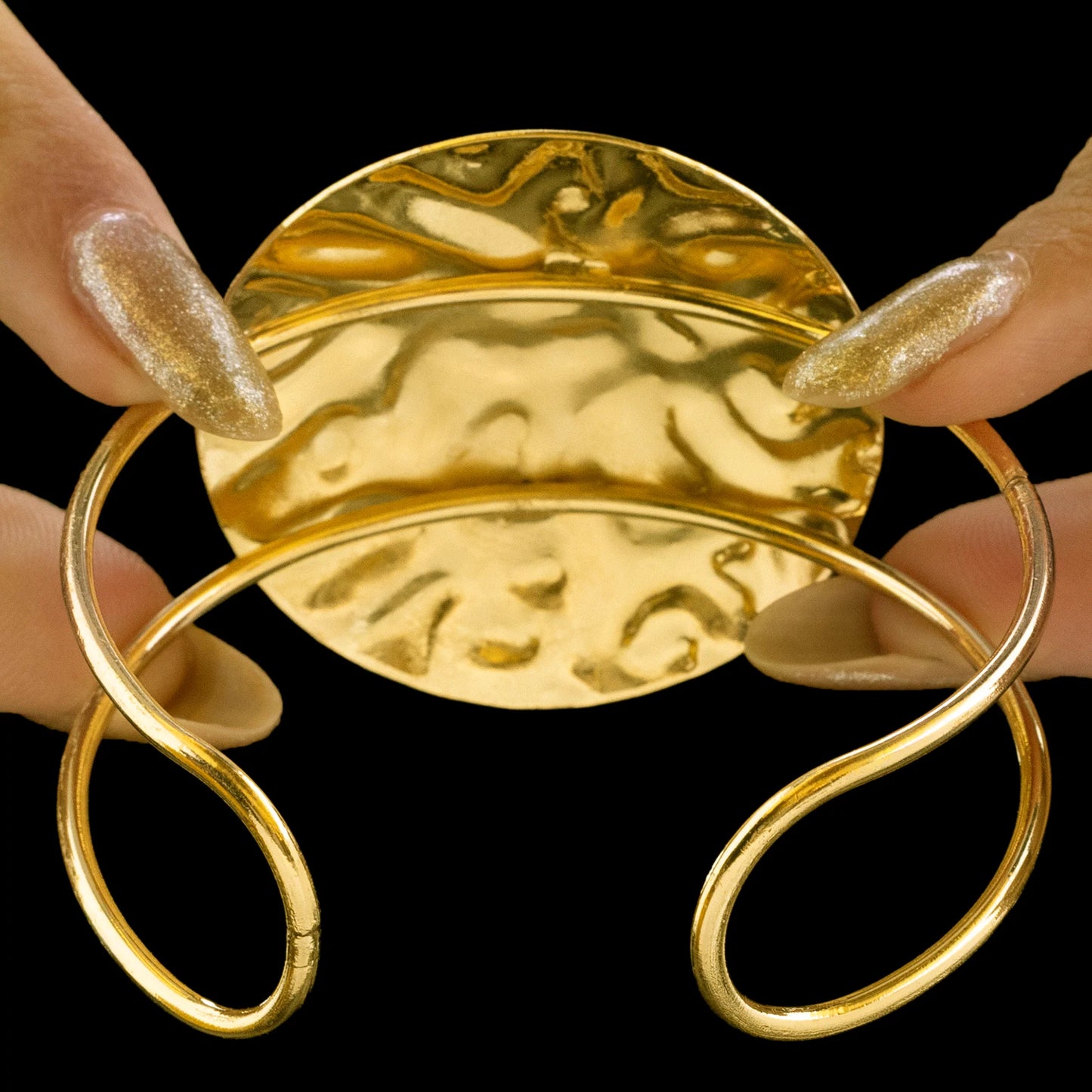 AUROZI Anti-Tarnish Hammered Golden Coin Super Saver Pack Of GOLD Plated WAVY Necklace Set With Earrings, Bracelet & Rings