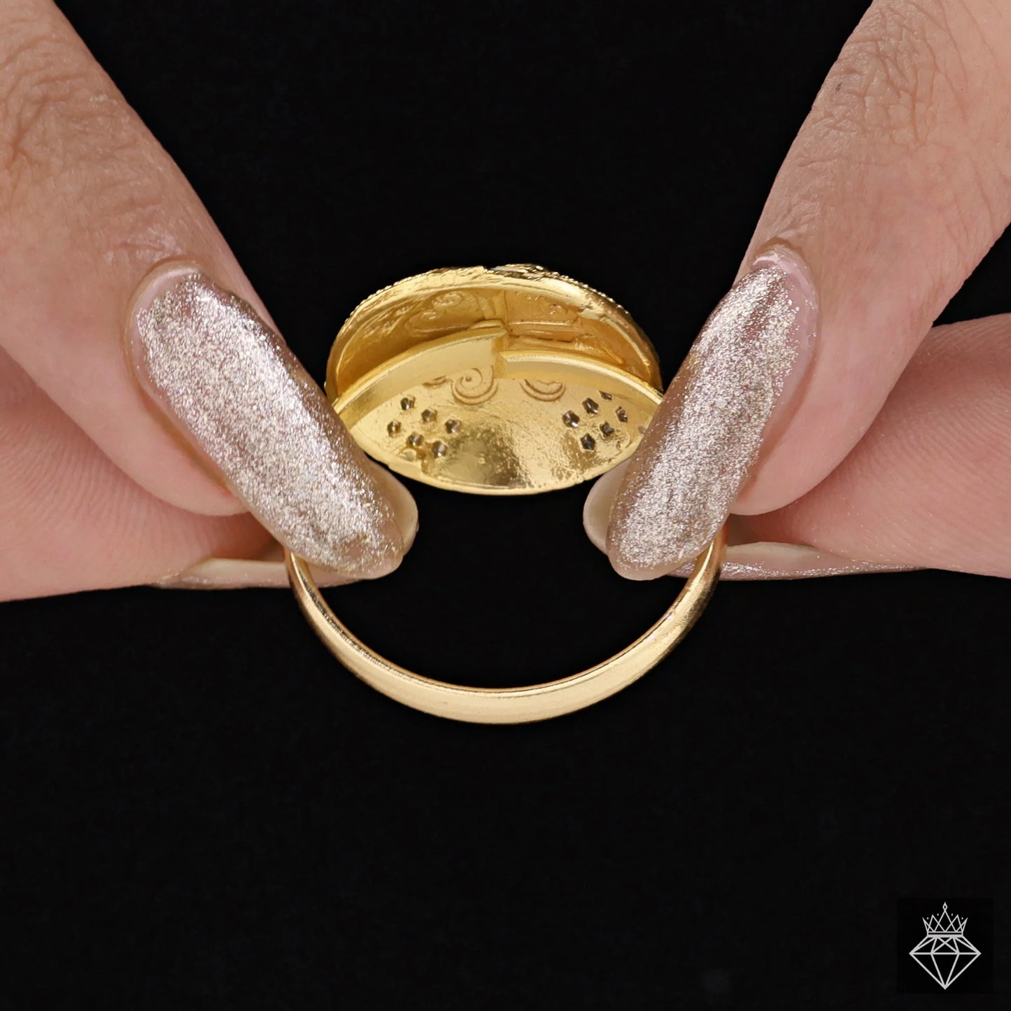 AUROZI Anti-Tarnish Golden Multicoloured Princess Ring (Adjustable Size)