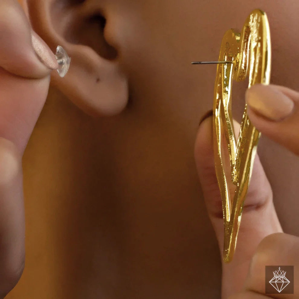 AUROZI Anti-Tarnish Golden Heart Earrings